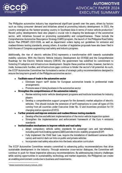 Executive Summary - 2024 Automotive Advocacy Paper