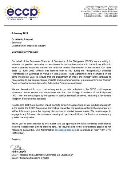 ECCP Position on Market Access Issues in the Automotive Industry