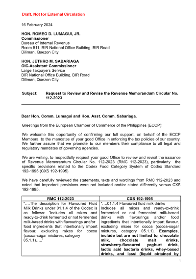 ECCP Position Paper on RMC No. 112-2023
